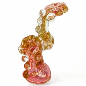 6" Fumed Marbles Embrace, Donut Mouth Gold Bubbler - [DJ646]