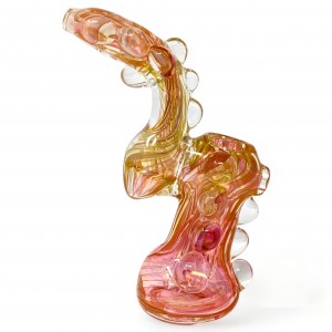 6" Fumed Marbles Embrace, Donut Mouth Gold Bubbler - [DJ646]