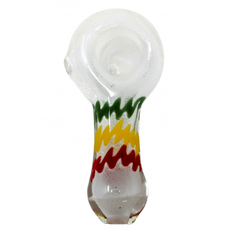 4" Glow In Dark Frit With Rasta Art Hand Pipe [DJ420] 