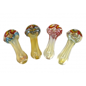 3" Rasta Flower Head & Silver Fumed  Art Hand Pipes - (Pack Of 5) [GWRKP112]