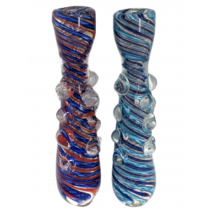 3.5" Spiral Line Multi Marble Chillum Hand Pipe (Pack of 2) - [GWRKP140]