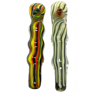 3.5" Bubble Body Color Twist Marble Chillum Hand Pipe (Pack of 2) - [GWRKP142]