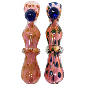 3" Gold Fumed Dicro Dot Double Bubble Chillum Hand Pipe (Pack of 2) - [GWRKP143]