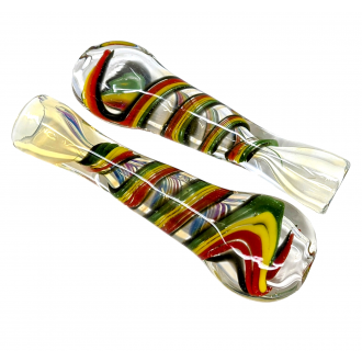 3.5" Silver Fumed Spiral Line Flat Mouth Chillum Hand Pipe (Pack of 2) - [GWRKP145]