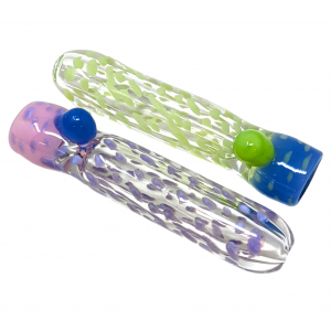 3.5" Dual Slyme Color Frit Dot Art Chillum Hand Pipe (Pack of 2) - [GWRKP147]