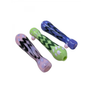 Assorted Slyme Zig Zag & Polka Dot Chillum Hand Pipe - (Pack of 3) [GWRKP31]