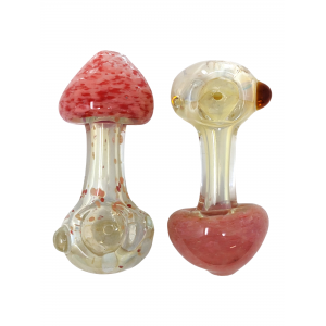 3.8" Silver Fumed Mushroom Frit Head Hand Pipe - (Pack of 2) [GWST0067]