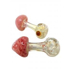 3.8" Silver Fumed Mushroom Frit Head Hand Pipe - (Pack of 2) [GWST0067]