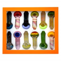 Apex - 4" 12 Shades of Pleasure Premium Hand Pipe - 12Ct Display 