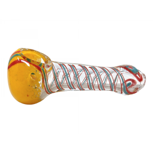 4" Frit Head & Swirl Rod Art Hand Pipe [ISP334]