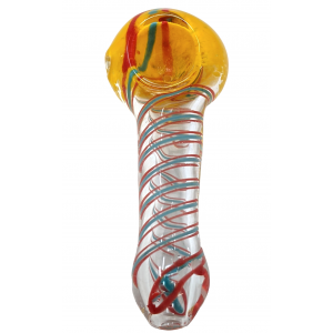 4" Frit Head & Swirl Rod Art Hand Pipe [ISP334]