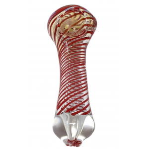 4" Silver Fumed Swirl Rod Art Hand Pipe [ISP457]