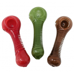 4" Frit Spiral Art Hand Pipe Assorted Colors [ISP492]