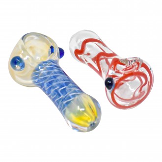 2.5" Assorted Design Gold Fumed Hand Pipe - 35Ct JAR 