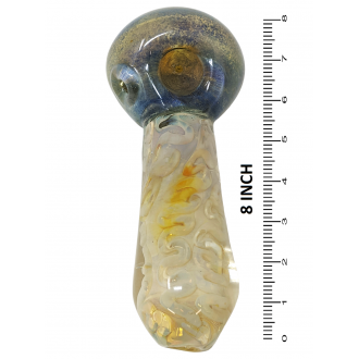 8" Silver Fumed Spiral Art Jumbo Hand Pipe - [KP04]