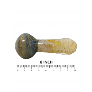 8" Silver Fumed Spiral Art Jumbo Hand Pipe - [KP04]