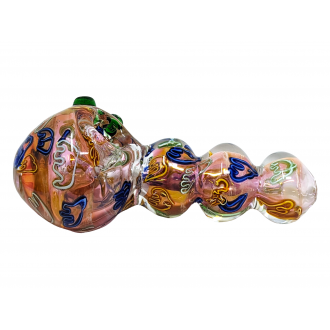 7.5" Gold Fumed Triple Rim Jumbo Hand Pipe - [KP15]