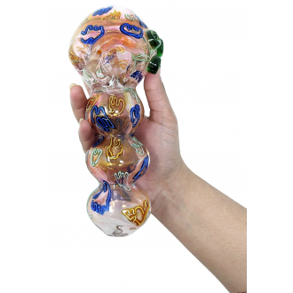 7.5" Gold Fumed Triple Rim Jumbo Hand Pipe - [KP15]