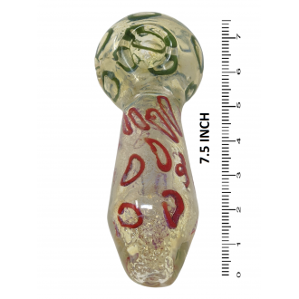 7.5" Silver Fumed Frit, Ring Art Jumbo Hand Pipe - [KP18]