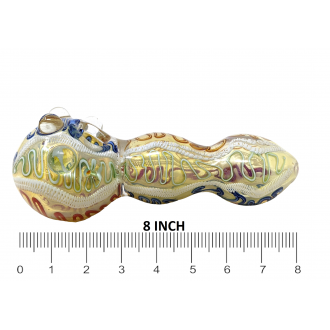 8" Twisted Line Design Marble Art Thick Hand Pipe - [KP20]