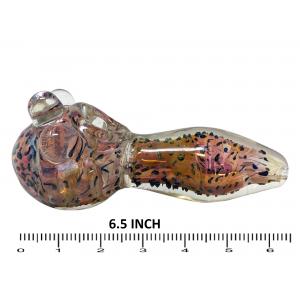 6.5" Gold Fumed Atom Art Multi Marble Hand Pipe - [KP27]