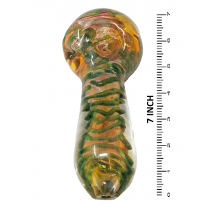 7" Gold Fumed Contorted Line Heavy Hand Pipe - [KP28]