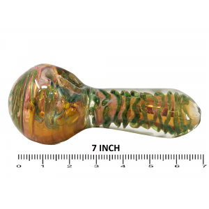7" Gold Fumed Contorted Line Heavy Hand Pipe - [KP28]