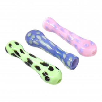 3" Slyme Dragged Polka Dot Flat Mouth Chillum Hand Pipe - (Pack of 3) [RKP268]