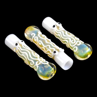 3" Silver Fumed Round Mouth Octopus Chillum Hand Pipe - (Pack of 2) [SG1545]