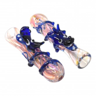 3" Gold Fumed Art With dragon Chillum - (Pack of 2) [SG1614]