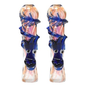 3" Gold Fumed Art With dragon Chillum - (Pack of 2) [SG1614]