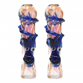 3" Gold Fumed Art With dragon Chillum - (Pack of 2) [SG1614]