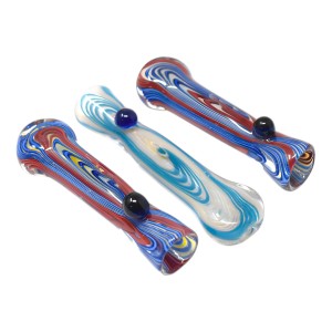 3" Dual Tone Wig Wag Clear Body Chillum Hand Pipe - (Pack Of 3) [SG1636]