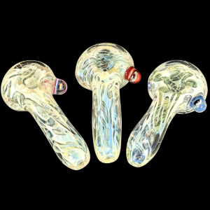 USA BLOWN - 4" Silver Fumed Millie Marble Art Hand Pipe [PDUSA01]