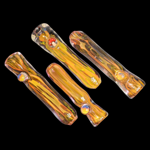 USA BLOWN - 4" Gold Fumed Millie Marble Art Chillum [PDUSA06]