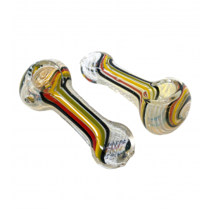 3" Silver Fumed Rasta Art Hand Pipe (Pack of 2) - [PT-544]