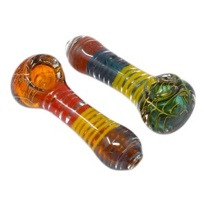 4.5" Multi Color Spiral Art Spoon Hand Pipe (Pack of 2)