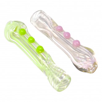 3" Spiral Art Chillum Hand Pipe - 4pk