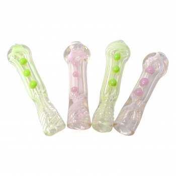 3" Spiral Art Chillum Hand Pipe - 4pk