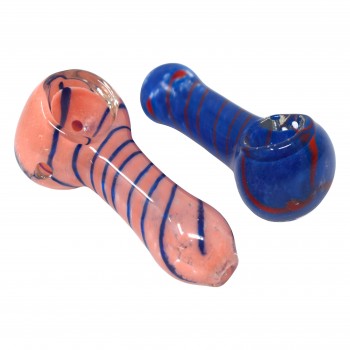 2.5" Frit Art Sprial Art Hand Pipe - 4pk