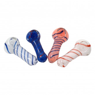 2.5" Frit Art Sprial Art Hand Pipe - 4pk