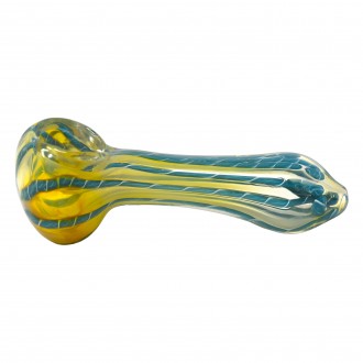 3.5" Gold Fumed Ribbon Art Spoon Hand Pipe - 2Pk