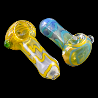 2.5" Gold Fumed Swirl Art Hand Pipe - 2pk