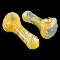 3" Gold Fumed Spiral Art Spoon Hand Pipe - 2pk