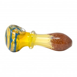 3.5" Gold Fumed Swirl Head Frit Mouth Hand Pipe - 2Pk