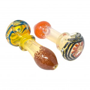 3.5" Gold Fumed Swirl Head Frit Mouth Hand Pipe - 2Pk