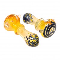 3.5" Gold Fumed Swirl Head Frit Mouth Hand Pipe - 2Pk