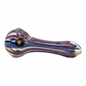 4" Silver Fumed Stripes Art Spoon Water Pipe (Pack of 2) - [RJA16]