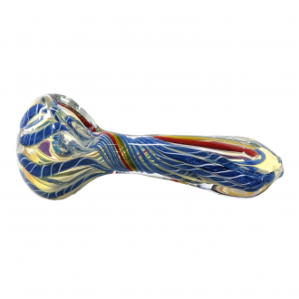 3.5" Silver Fumed Rasta Stripes Hand Pipe (Pack of 2) - [RJA18]