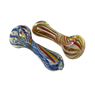 3.5" Silver Fumed Rasta Stripes Hand Pipe (Pack of 2) - [RJA18]